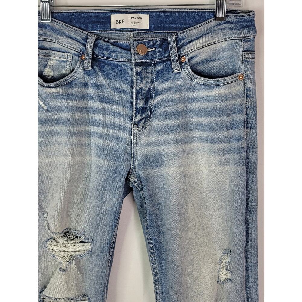 BKE Buckle PAYTON Universal Fit Mid-Rise Flare Frayed Hem Denim Jeans Sz 27x31.5 - Picture 4 of 16